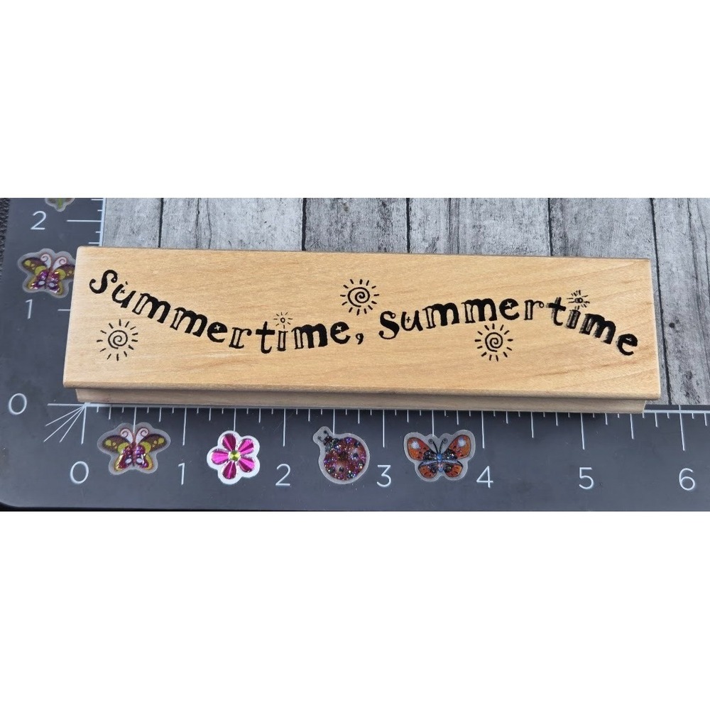 Great Impressions Summertime Wavy Suns Design G175 Rubber Stamp Wood #P55
